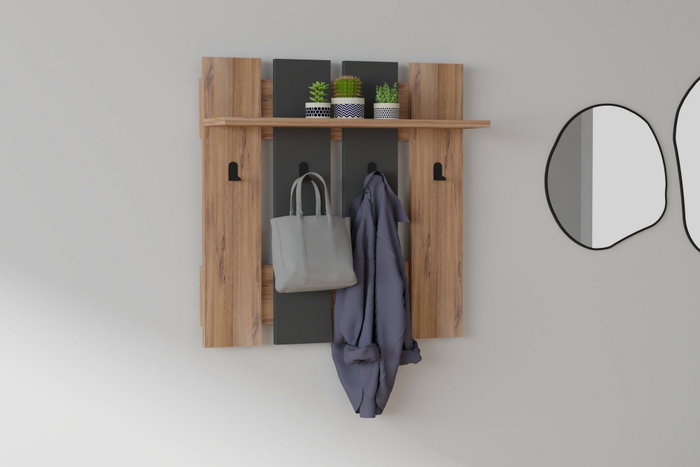 Hanah Home Mita Colgador de Pared Nogal y Antracita Hanah Home Mita Colgador de Pared Nogal y Antracita